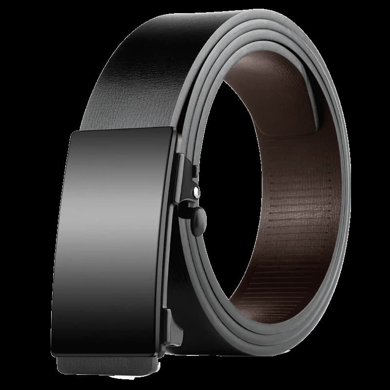 DINISITON Men Leather Belt Black Metal Toothless Automatic Buckle Business Casual PU Leather Men's Fashion High Quality Belt