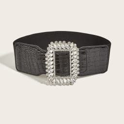 7.5x66cm Rhinestone Corset Female Girl Wide Elastic Black Cummerbund Elegant Belts For Women Punk Gothic Dress Waistband
