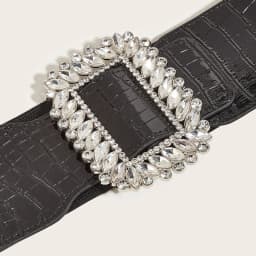 7.5x66cm Rhinestone Corset Female Girl Wide Elastic Black Cummerbund Elegant Belts For Women Punk Gothic Dress Waistband