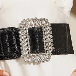 7.5x66cm Rhinestone Corset Female Girl Wide Elastic Black Cummerbund Elegant Belts For Women Punk Gothic Dress Waistband
