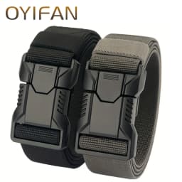 New Unisex Elastic Belt Hard Metal Buckle Quick Release Tough Stretch Nylon Men's Military Tactical Belt Casual Waistband