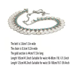 Retro coin Pendant belly Dance Waist Decorateive chain tassel Belt For Women accessories Ladies's Bohemia Girdle Dress catwalk