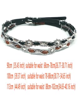 Women's Punk Chain Metal Band For Ladies Cowboy Pu Design Sense Belts Pin buckle Waistband waist Decorative On Denim Dress Coat