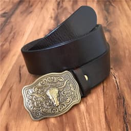Brass Cowboy Belt Buckle Luxury Men Leather Belt Ceinture Homme Yellow Belts For Men Wide Male Strap Jeans Waist MBT0537
