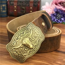 Brass Cowboy Belt Buckle Luxury Men Leather Belt Ceinture Homme Yellow Belts For Men Wide Male Strap Jeans Waist MBT0537