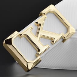 High Quality White Belt Boy Fashion Designer Casual Coskin Leather Metal Buckle Belt K Letter Men Belt
