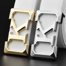 High Quality White Belt Boy Fashion Designer Casual Coskin Leather Metal Buckle Belt K Letter Men Belt