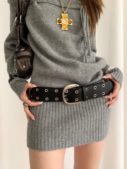 Design Sense Rivet Punk Style Black Wide Belt For Women Minority Match With Skirt And Jeans Slimming Waist Wrap