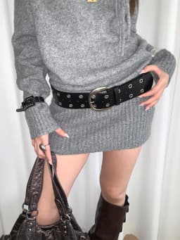Design Sense Rivet Punk Style Black Wide Belt For Women Minority Match With Skirt And Jeans Slimming Waist Wrap