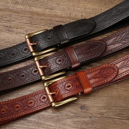 3.8CM Pure Cowhide Genuine Leather Retro Fashion Personality Embossed Belts for Men Luxury Brand Design Male Copper Buckle Belts
