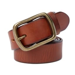 MEDYLA Vintage Luxury Handmade Leather Copper Buckle Man's Belt Cowhide Retro All-match Casual Jeans Soft Belt 21404