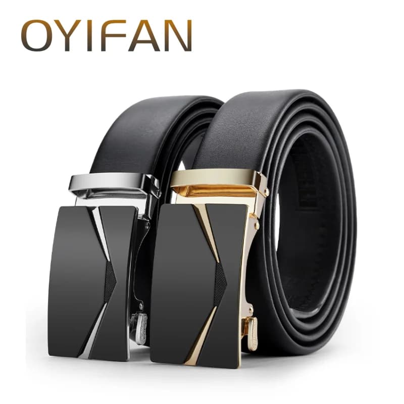 OYIFAN Men's belt business fashion belt high quality genuine leather belt, adjustable automatic belt for men