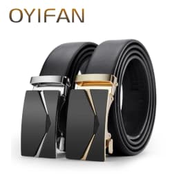 OYIFAN Men's belt business fashion belt high quality genuine leather belt, adjustable automatic belt for men