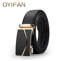 OYIFAN Men's belt business fashion belt high quality genuine leather belt, adjustable automatic belt for men