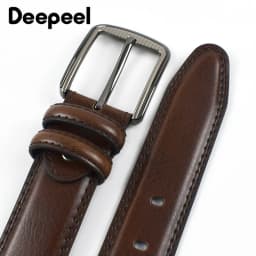 1Pc Deepeel 37mm Wide Leather Men's Belt Business Casual Pin Buckle Waist Belts 110-130cm Man Waistband for Jeans Pants