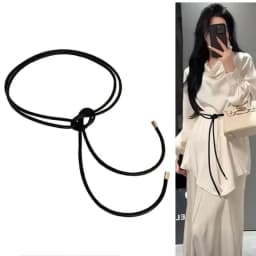 0.6cm Simple Round PU Leather Knotted Rope Waistband Thin Belt Women Decorative Waist Rope Skirt Coat Sweater Straps 160cm