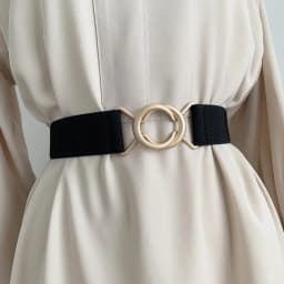 New Metal Round Buckle Wide Belt For Women Lady Retro JK Solid Color Elastic Skinny Waist Belts Fashion Dress Shirt Decor Strap