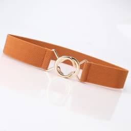 New Metal Round Buckle Wide Belt For Women Lady Retro JK Solid Color Elastic Skinny Waist Belts Fashion Dress Shirt Decor Strap