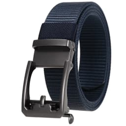 Men's Nylon Belt Toothless Buckle Male Waistband Width:3.4cm Black\Coffee\Blue\Beige \Green Length:110-120cm