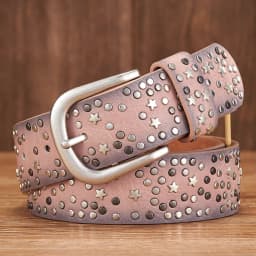 New Fashion Women's Rivet Belts Punk Rock Style Male Belt For Lady PU Leather Sequins Metal buckle Wide Metal Star Rivet bead