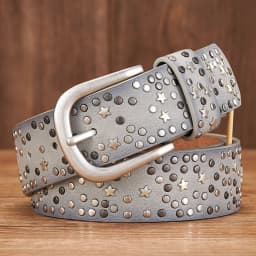 New Fashion Women's Rivet Belts Punk Rock Style Male Belt For Lady PU Leather Sequins Metal buckle Wide Metal Star Rivet bead
