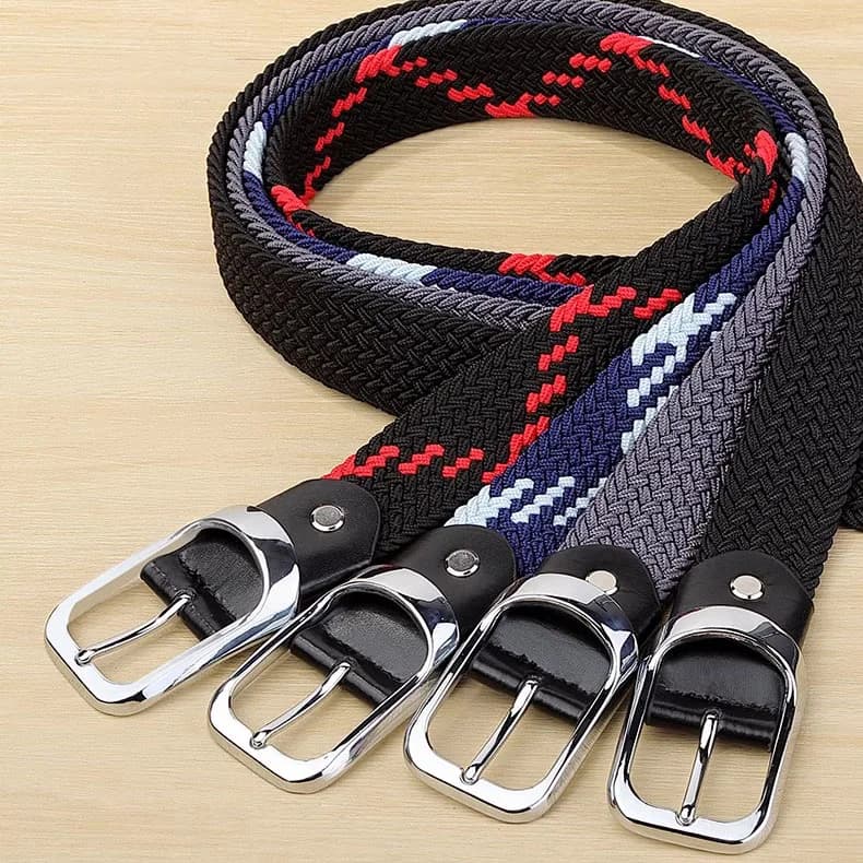 33 Styles Men Black Metal Pin Buckle Belt Fashion Casual Business Simple Wild Elastic Woven Comfort Stretch Belt Non-hole