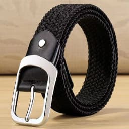 33 Styles Men Black Metal Pin Buckle Belt Fashion Casual Business Simple Wild Elastic Woven Comfort Stretch Belt Non-hole