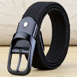 33 Styles Men Black Metal Pin Buckle Belt Fashion Casual Business Simple Wild Elastic Woven Comfort Stretch Belt Non-hole