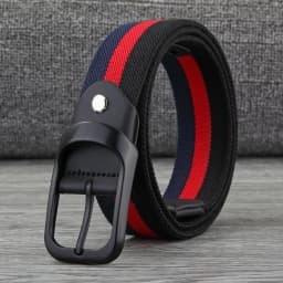 33 Styles Men Black Metal Pin Buckle Belt Fashion Casual Business Simple Wild Elastic Woven Comfort Stretch Belt Non-hole