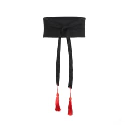 Pure Color Cotton Linen Belt Bla Red Contrast Wide Versatile Tassel Tie Waist Band for Dres And Pants Spring Summer