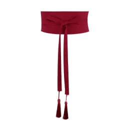 Pure Color Cotton Linen Belt Bla Red Contrast Wide Versatile Tassel Tie Waist Band for Dres And Pants Spring Summer