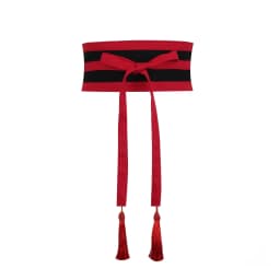 Pure Color Cotton Linen Belt Bla Red Contrast Wide Versatile Tassel Tie Waist Band for Dres And Pants Spring Summer