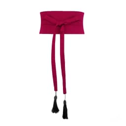 Pure Color Cotton Linen Belt Bla Red Contrast Wide Versatile Tassel Tie Waist Band for Dres And Pants Spring Summer