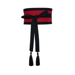 Pure Color Cotton Linen Belt Bla Red Contrast Wide Versatile Tassel Tie Waist Band for Dres And Pants Spring Summer