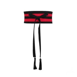Pure Color Cotton Linen Belt Bla Red Contrast Wide Versatile Tassel Tie Waist Band for Dres And Pants Spring Summer