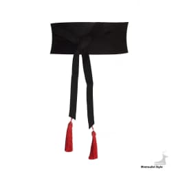 Pure Color Cotton Linen Belt Bla Red Contrast Wide Versatile Tassel Tie Waist Band for Dres And Pants Spring Summer