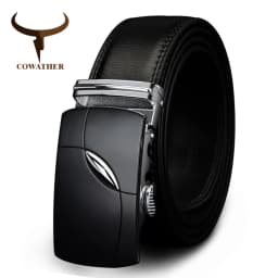 COWATHER 2021 cow genuine leather belts for men automatic alloy buckle black brown color cz035