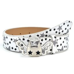 Y2K Heart And Star Wide Leather Belt Fashion Black White Waist Strap Trendy Women's Accessories For Jeans Skirt Decor Waistband
