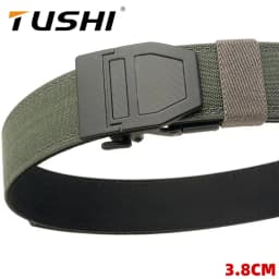 TUSHI Brand Double Layered Thickened Tactical Belt Men's Enthusiasts Outdoor Nylon 3.8 Upgraded Automatic Buckle Gun