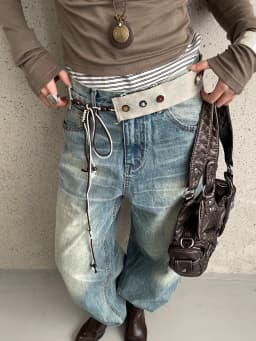 New Niche Star Button Color Splicing Waistband Belt With A Bow Tie Belt Unique Fashion