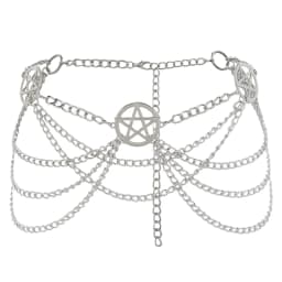HERSHINE Women's Fashion Silver Hollowed-out Five-pointed Star Waist Chain, Y2K Gothic Punk Rock Hip Hop Accessory,spring,summer