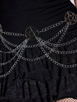 HERSHINE Women's Fashion Silver Hollowed-out Five-pointed Star Waist Chain, Y2K Gothic Punk Rock Hip Hop Accessory，spring，summer
