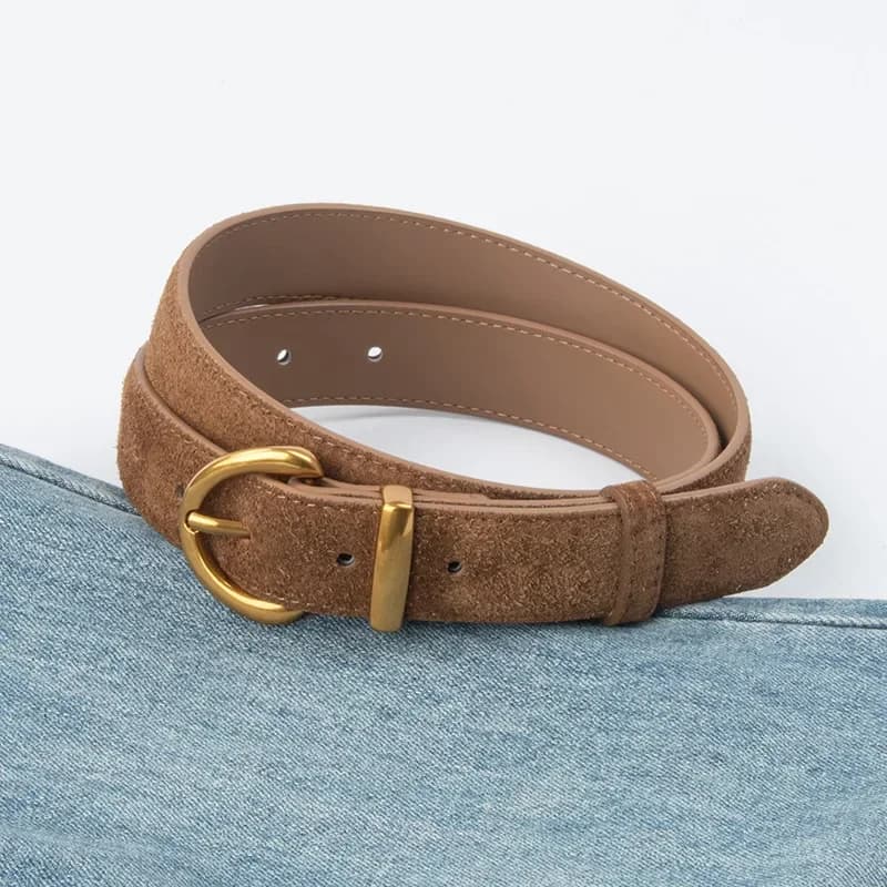Women Luxury Design Suede Leather Belt Casual Versatile Business Waist Strap Trendy Pin Buckle Waistband