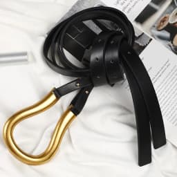 New Golden Metal Buckle Knotted Belt For Women Long Pu Leather Waist Belts for Lady Female Dress Coat Decorative Straps Girdle