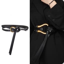 New Golden Metal Buckle Knotted Belt For Women Long Pu Leather Waist Belts for Lady Female Dress Coat Decorative Straps Girdle
