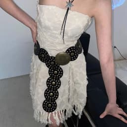 Western Cowboy Wide Golden Rivet Steampunk Circles PU Leather Waistband Vintage Large Round Buckle Waist Belt Girdle For Women