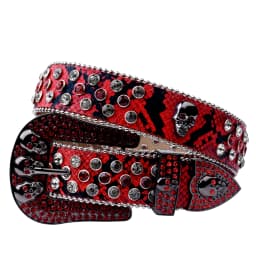 Belt Man-Made Diamond Skull Belt Ladies Western Denim Chic Metal Buckle Punk Shiny Y2K Jeans Jacket Belt