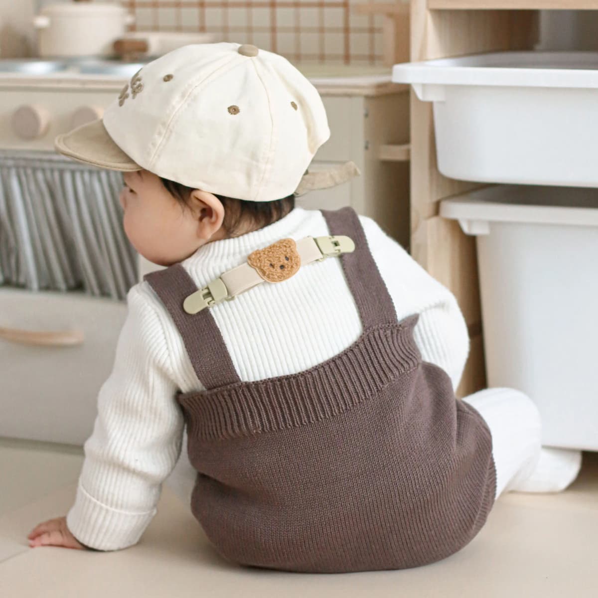 INS Korean Style Kids Harness Clip to Prevent Off, Cute Bear Harness Clip Baby Shoulder Strap Anti-Slip Stretch Accessories
