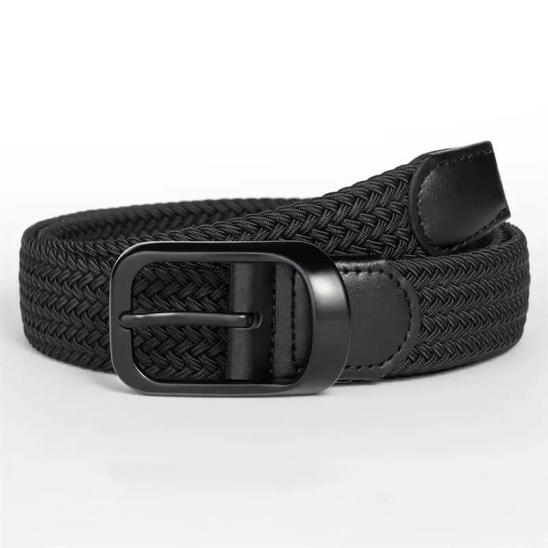 3.4cm Width Man Nylon Belt Elastic Belt Man Stretch Casual Sport Metal Pin Buckle Golf Belt Black Coffee Blue 105 115 125cm