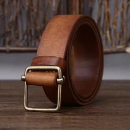 3.8CM No Hole Men's Belt Thick Genuine Leather Strap Copper Buckle Cowhide Casual Jeans Belt High Quality Retro Luxury Male Belt